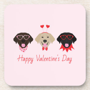 Happy Valentines Labrador Retriever Dogs Coaster