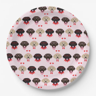 Happy Valentines Labrador Retriever Dogs Paper Plate