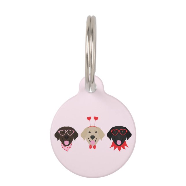 Happy Valentines Labrador Retriever Dogs Pet Tag (Front)