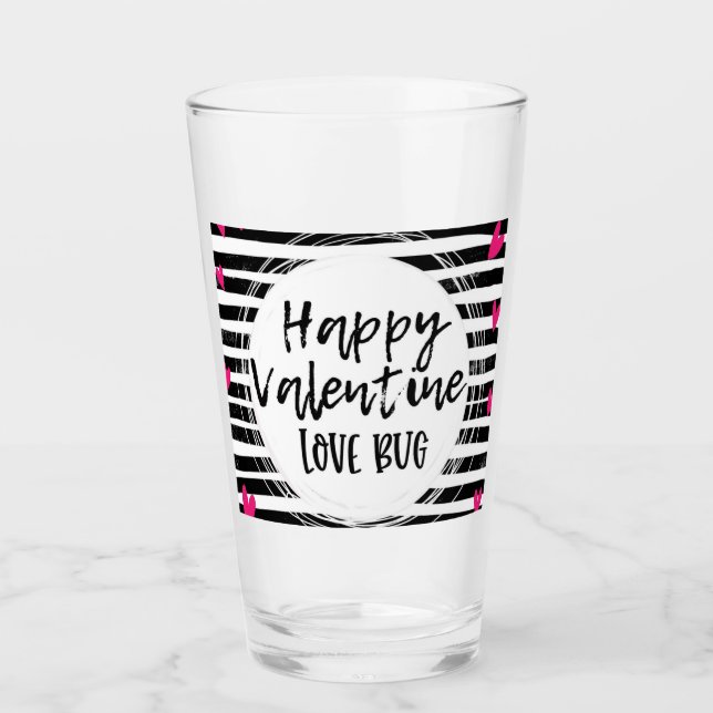 happy  valentines love bug, valentine day gift glass (Front)