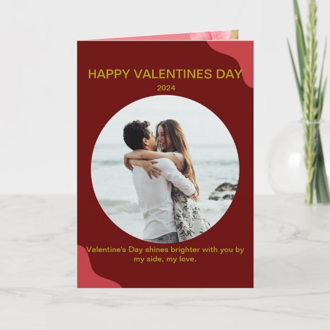 Happy Valentines Photo Folded Greeting Card (Front)