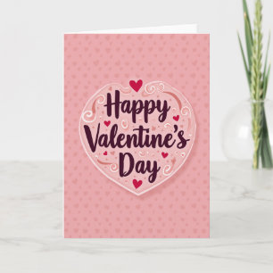 Happy Valentines Pink Layered Heart Card