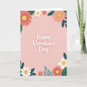 Happy Valentines Polka Dot Flowers Card