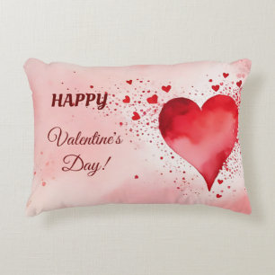 Happy Valentines Red Heart Accent Pillow