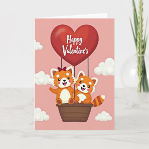 Happy Valentines Red Panda Card