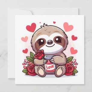 Happy Valentine's Sloth Holiday Card