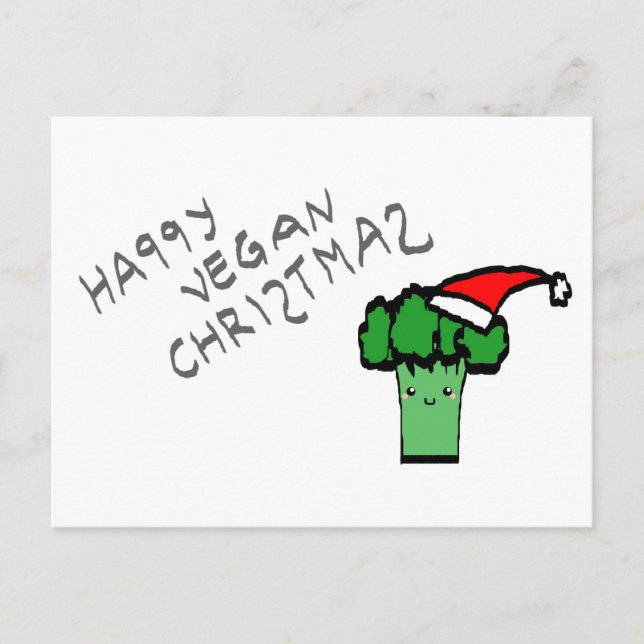 Happy vegan Christmas Holiday Postcard (Front)