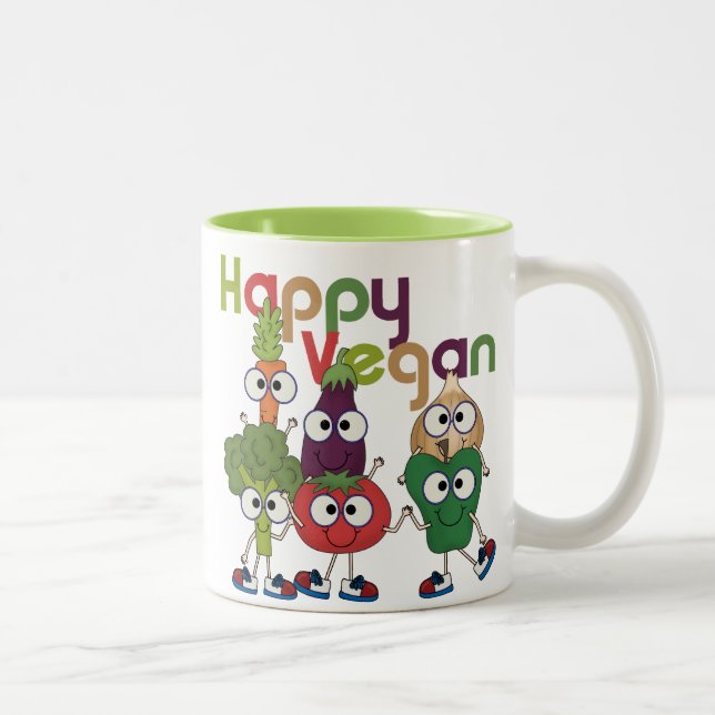 Happy Vegan Two-Tone Coffee Mug (Right)