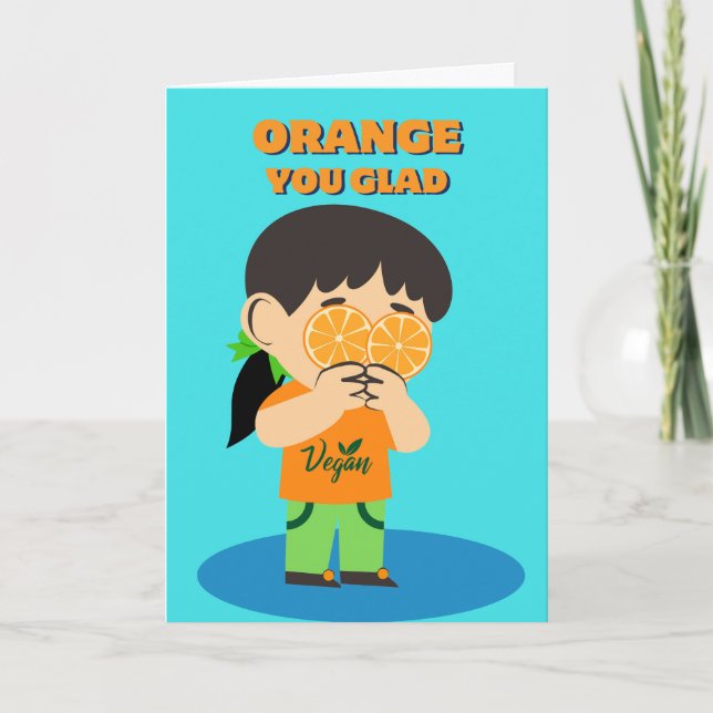 Happy Veganniversary Vegan Celebration Cute Girl Holiday Card (Front)