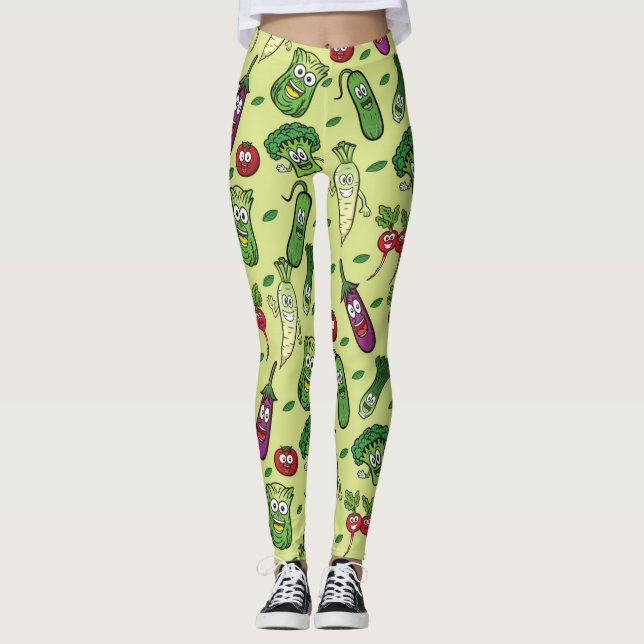 Happy Vegetables Pattern Leggings (Front)