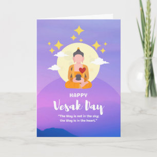 Happy Vesak Day Buddha with Heart in Sky Card
