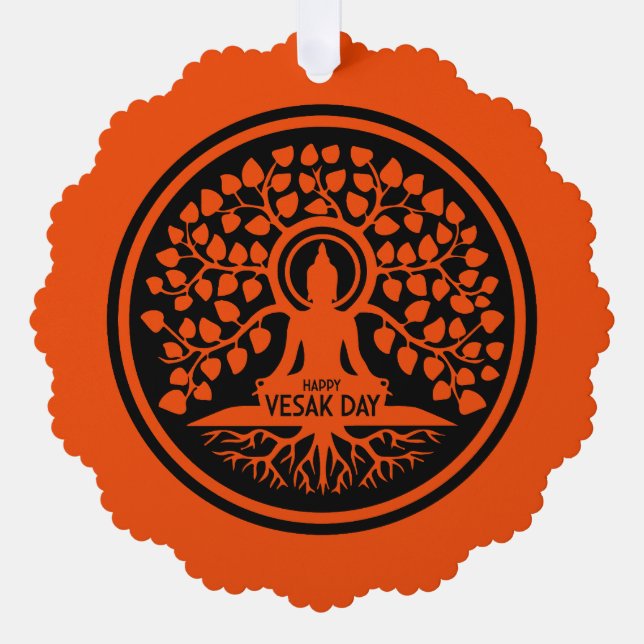 Happy Vesak Day Ornament Card (Front)