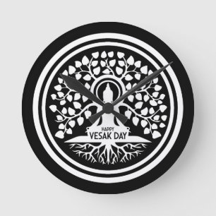 Happy Vesak Day Round Clock