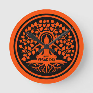 Happy Vesak Day Round Clock