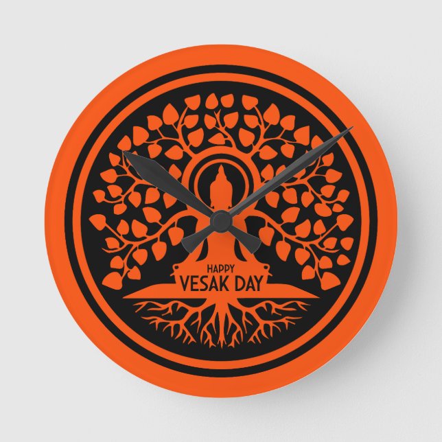 Happy Vesak Day Round Clock (Front)