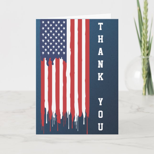 Happy Veteran Day American Flag  Thank You Card (Front)