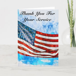 Happy Veteran Day Watercolor America Flag Thank Yo You Card