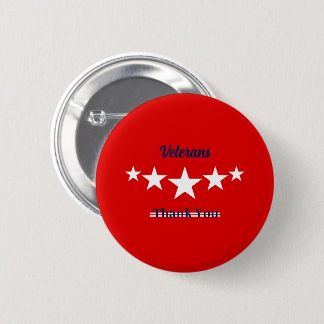 Happy Veterans Day  2 Inch Round Button (Front & Back)