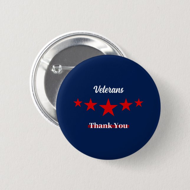 Happy Veterans Day  2 Inch Round Button (Front & Back)