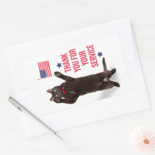 Happy Veterans Day Cat Holding Flag and Saluting Sticker