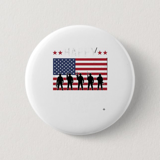 Happy Veterans Day Flag Silhouette Vector Design_1 2 Inch Round Button (Front)