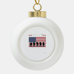 Happy Veterans Day Flag Silhouette Vector Design_1 Ceramic Ball Christmas Ornament
