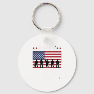 Happy Veterans Day Flag Silhouette Vector Design_1 Keychain