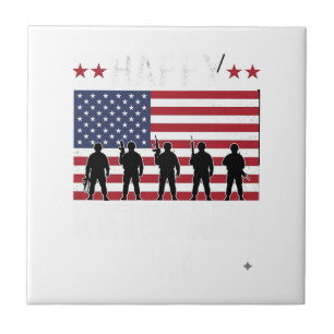 Happy Veterans Day Flag Silhouette Vector Design_1 Tile