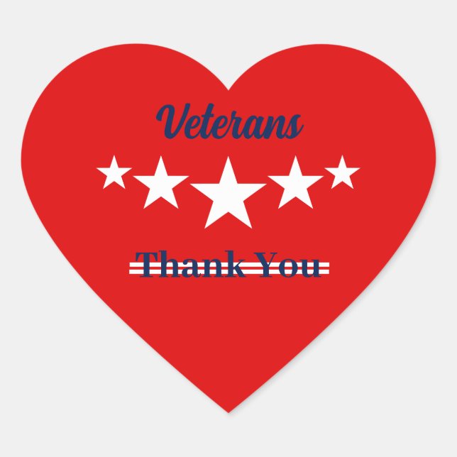 Happy Veterans Day  Heart Sticker (Front)