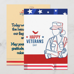 Happy Veterans Day Line Art Card 