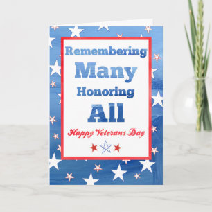 Happy Veterans Day Remembering Many Card