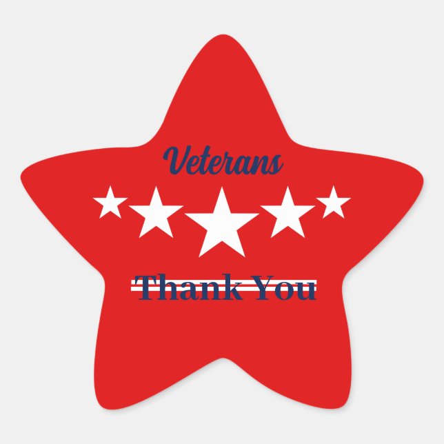 Happy Veterans Day  Star Sticker (Front)