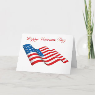 Happy Veterans Day with American flag custom text Card