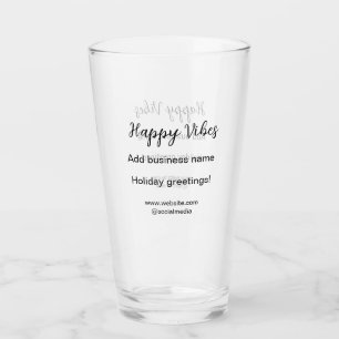 Happy vibes Christmas holiday greetings business y Glass