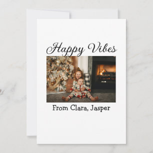 Happy vibes kids family Christmas photo Invitation