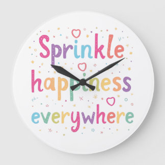 Happy Vibes Sprinkle Happiness Confetti Art Large Clock