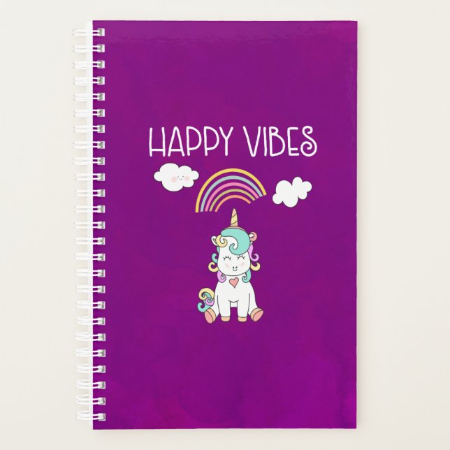 Happy Vibes Typographie mignonne souriant Unicorn (Devant)