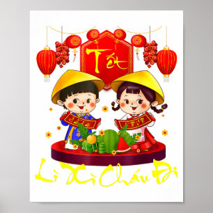 Happy Vietnamese Lunar New Year Tet Holiday Li Xi  Poster