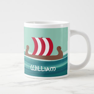 Happy Viking Ship Large Coffee Mug
