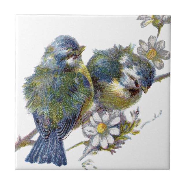 Happy Vintage Birds Tile (Front)