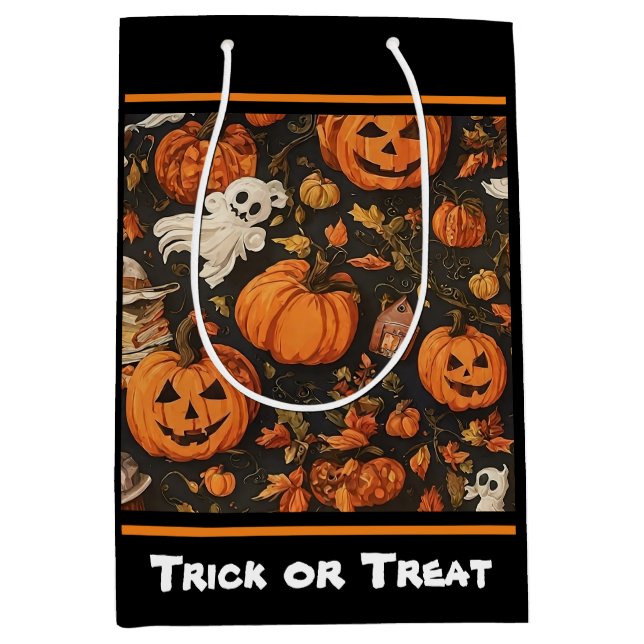 Happy Vintage Halloween Collection Medium Gift Bag (Front)