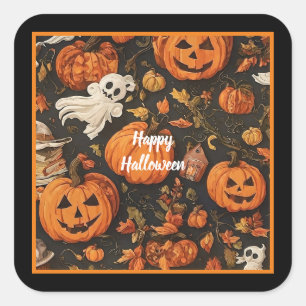Happy Vintage Halloween Collection Square Sticker