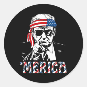 Happy Vintage Trump 4th Of July Patriotic merica A Classic Round Sticker