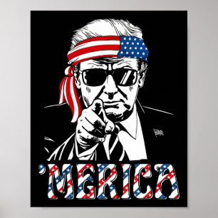 Happy Vintage Trump 4th Of July Patriotic merica A Poster