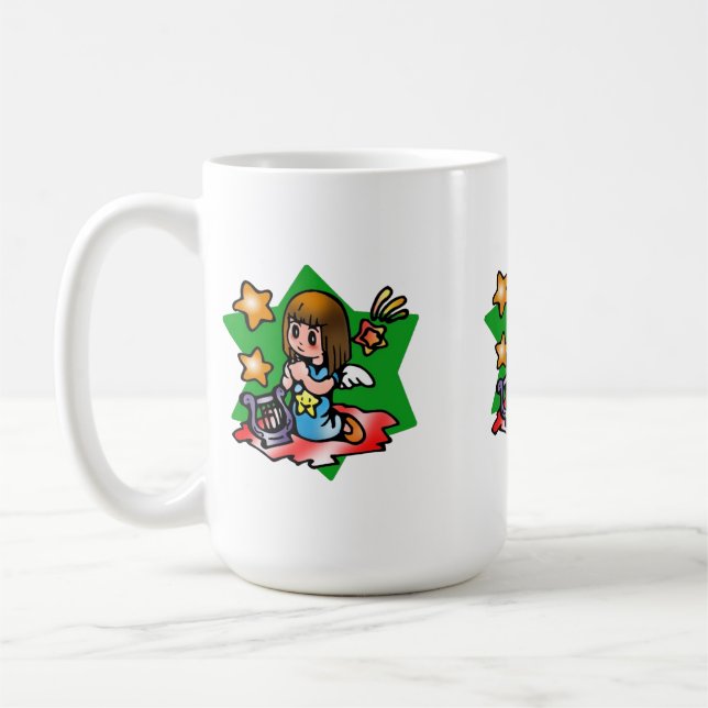 Happy Virgo Angel with Harp Coffee Mug (Left)