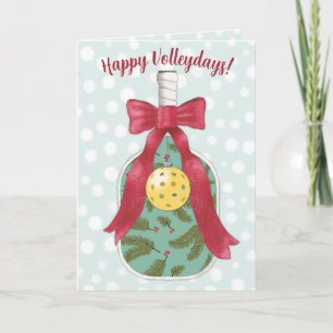 Happy Volleydays Pickleball themed holiday card