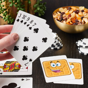 Happy Waffle Kawaii Smiling Breakfast Food Playing Cards