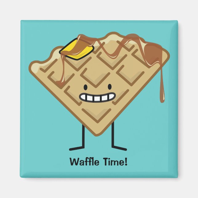Happy Waffle with syrup and butter breakfast Magnet (Front)