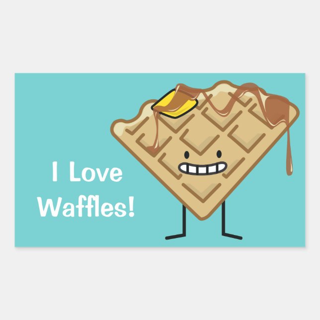 Happy Waffle with syrup and butter breakfast Sticker (Front)
