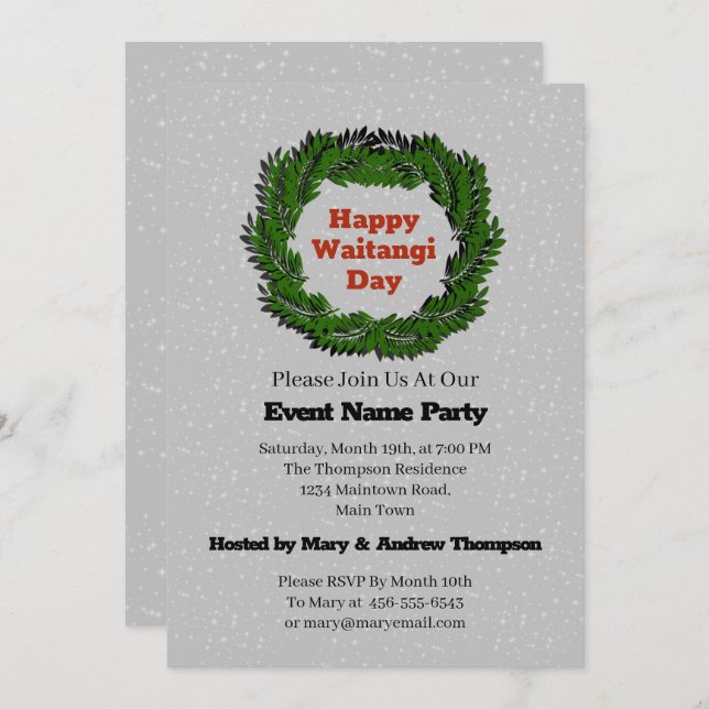 Happy Waitangi Day Fern New Zealand Invitation (Front/Back)
